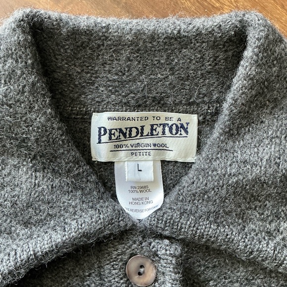 Vtg PENDLETON Blue 100% Virgin Wool Cardigan Button Front Sweater Women's PL - Picture 5 of 10